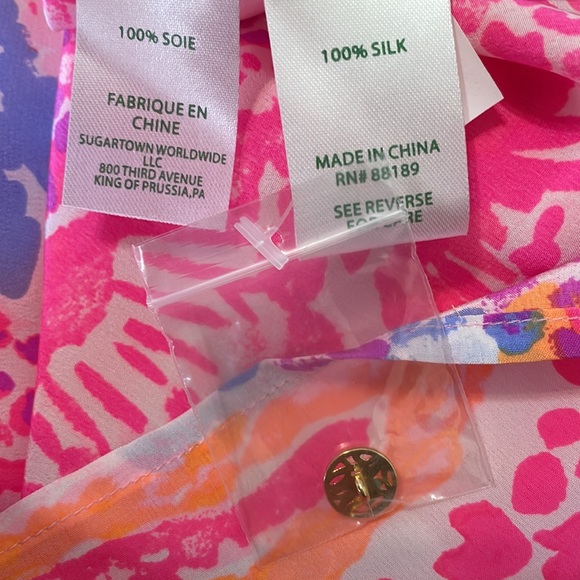 LILLY PULIZER bohemian pastel beachy design blouse, XXS, New With Tags - Picture 9 of 10